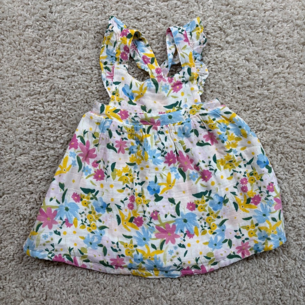Angel Dear Organic Cotton Muslin Sun Dress Kids 12M Multicolor NEW Floral Ruffle
